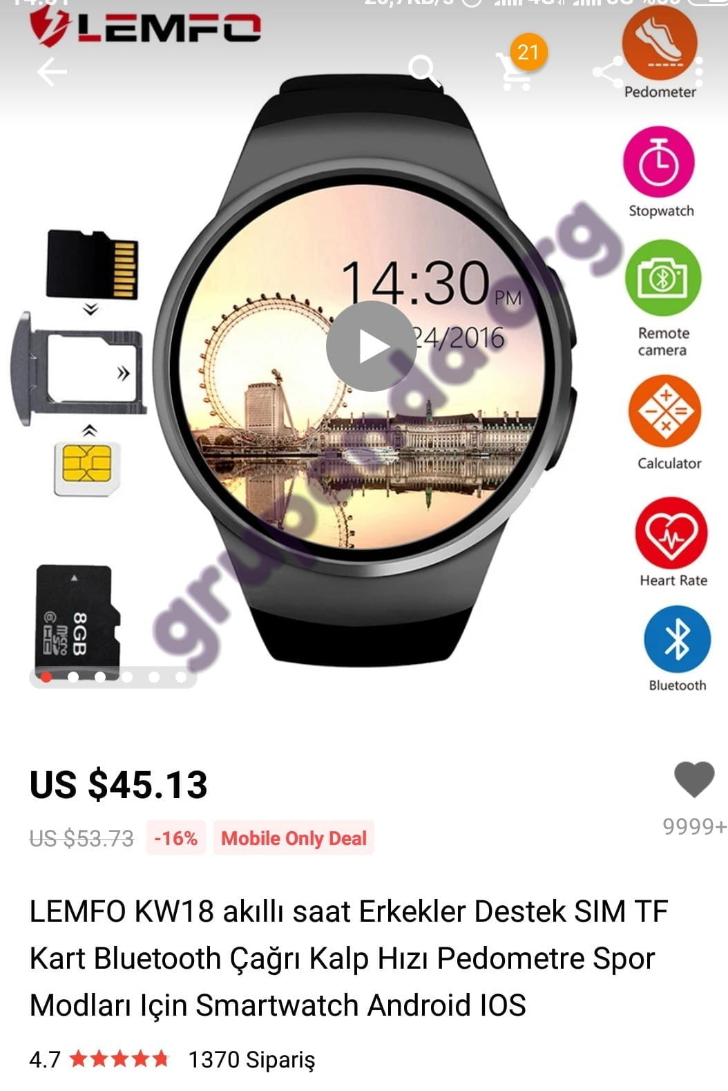 LEMFO KW18 Akıllı Saat Telefon (Smart Watch Phone) İncelemesi